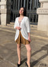 Cárdigan bohemio blanco de punto de verano con mangas 3/4